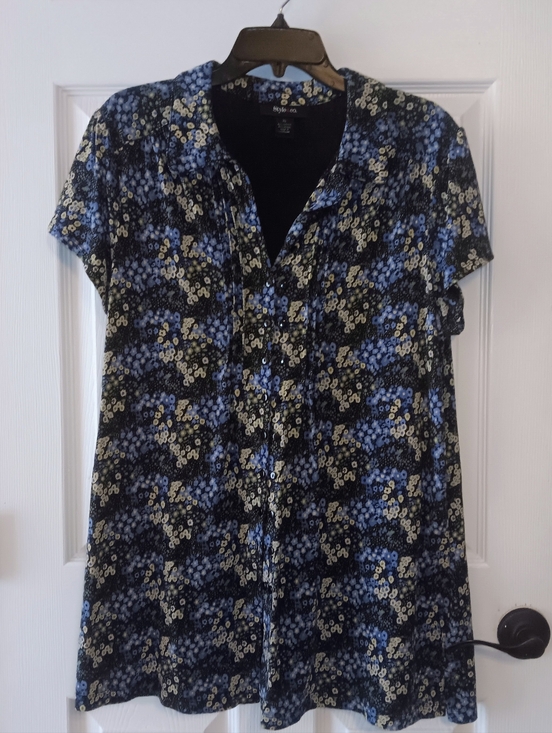 Style & Co. Tops - Style & Co. Button-Front Floral Short Sleeve Tunic Shirt Blouse